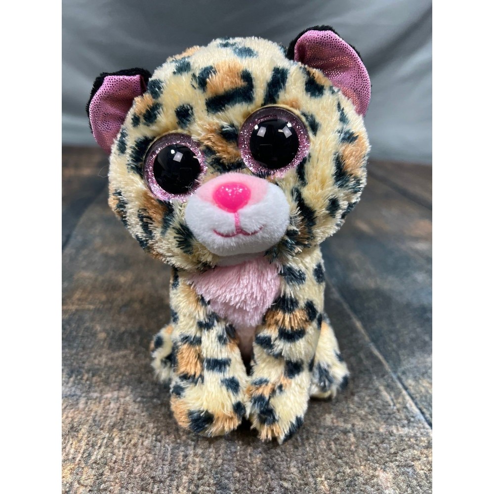 Ty Beanie Bo Livvie Plush Leopard Brown Black Pink, Ty Silk! Soft!